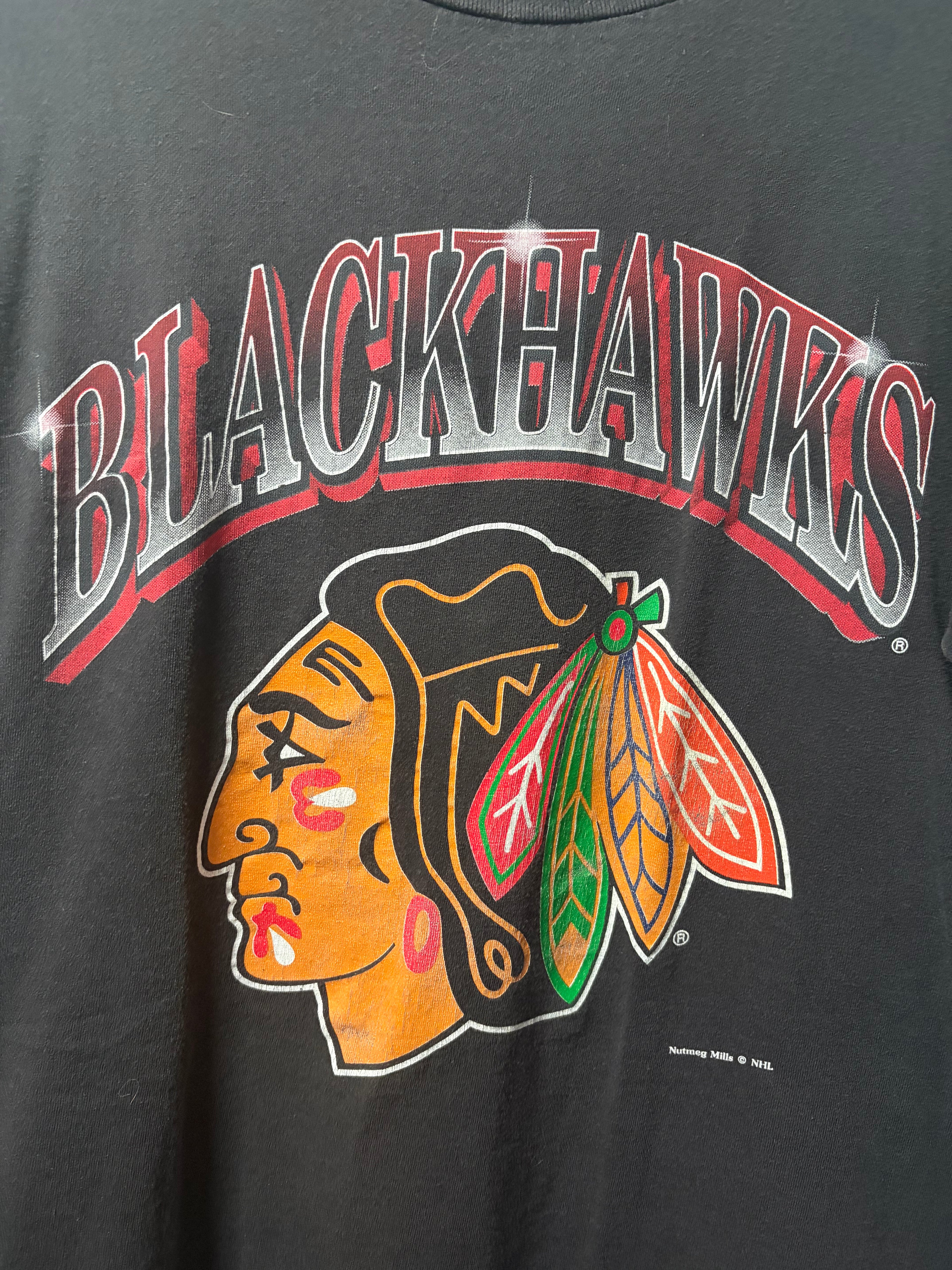 Vintage Blackhawks Nutmeg “Shiny” Wordmark T Shirt (Large)