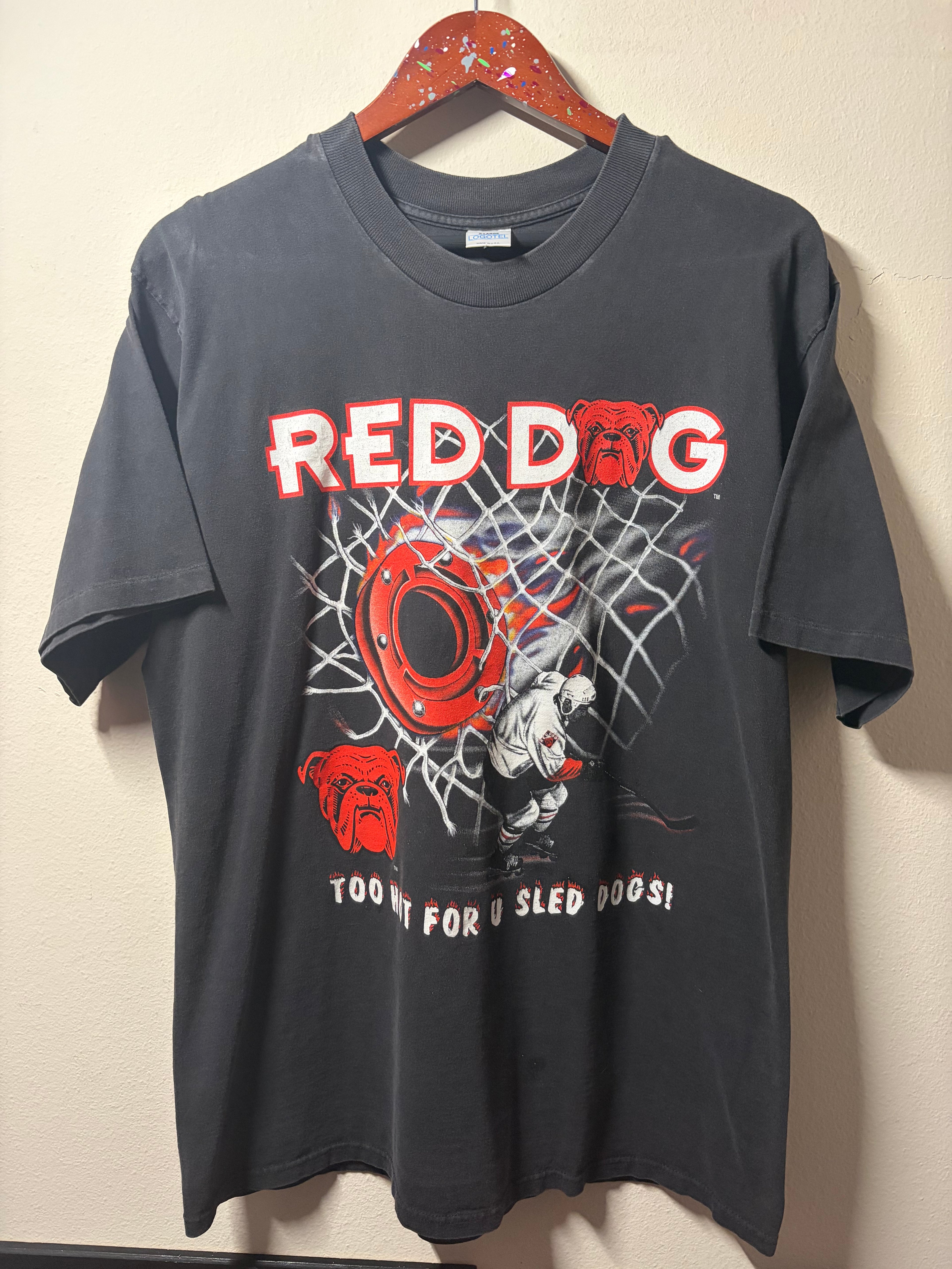 Vintage Red Dog Hockey T Shirt (XL)