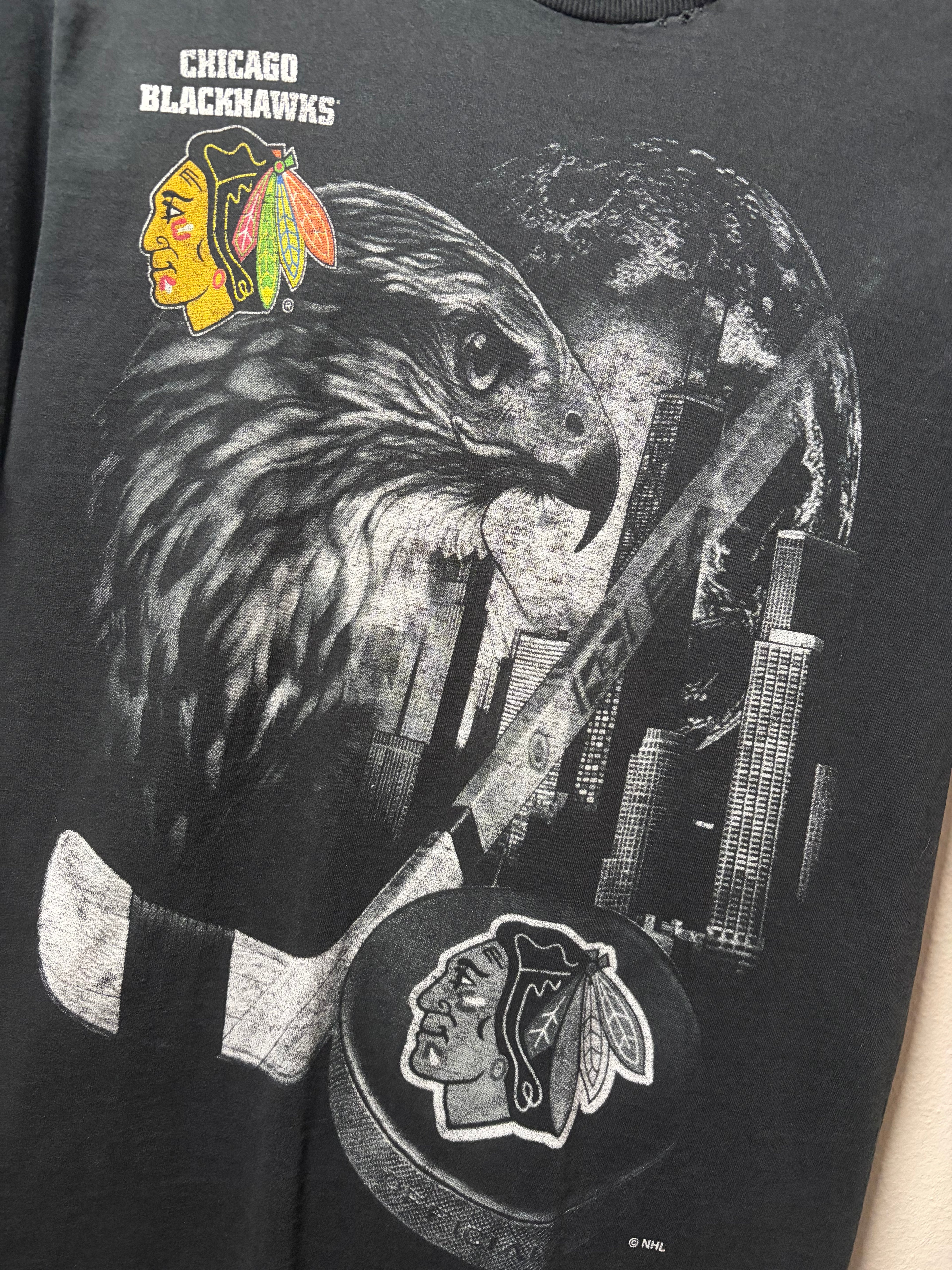 Vintage Blackhawks Pro Player “Skyline” T Shirt (Medium)