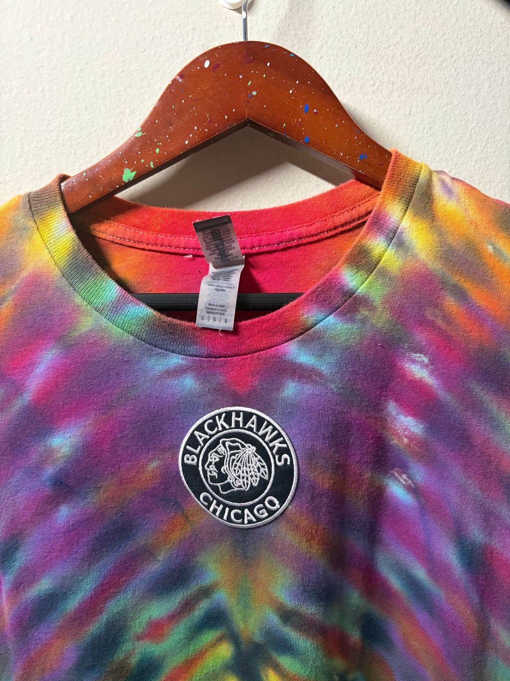 Vintage Blackhawks “Upcycled” Tie Dye T Shirt (L)