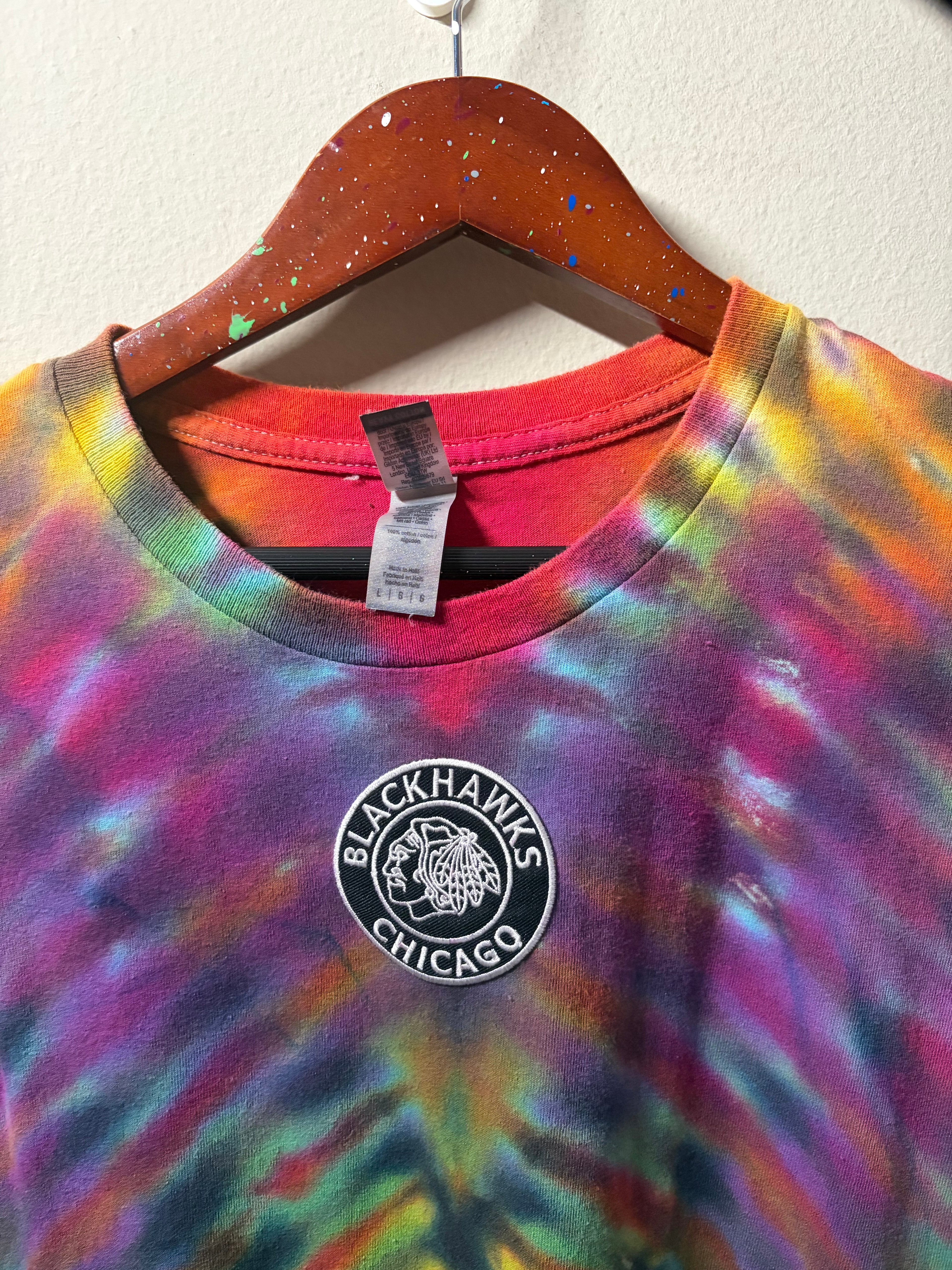 Vintage Blackhawks “Upcycled” Tie Dye T Shirt (L)