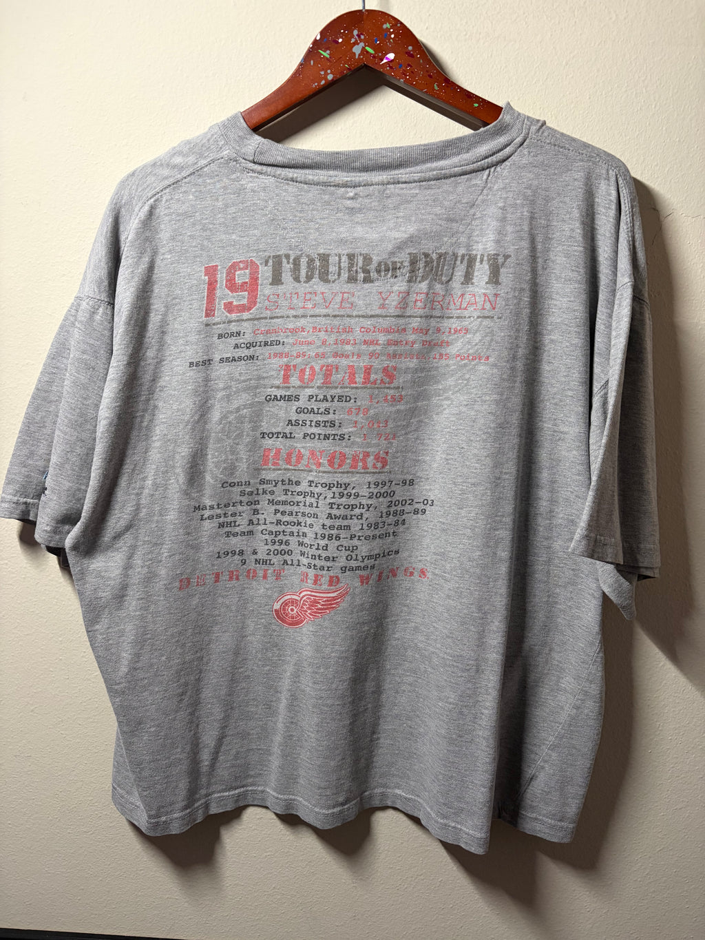 Vintage Detroit Red Wings Steve Yzerman #19 T Shirt (Large)