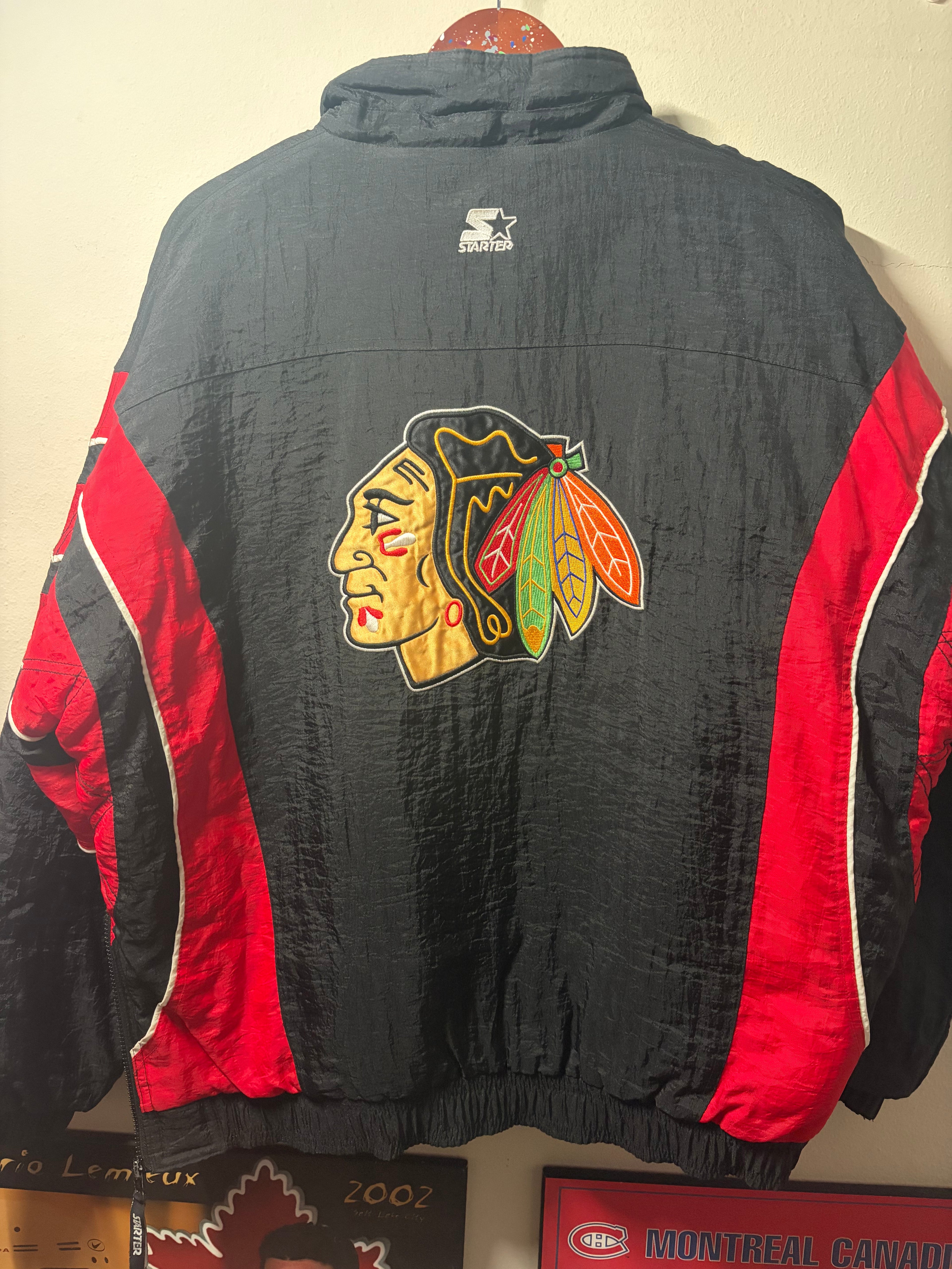 Vintage Blackhawks Starter Puffer Jacket (XL)