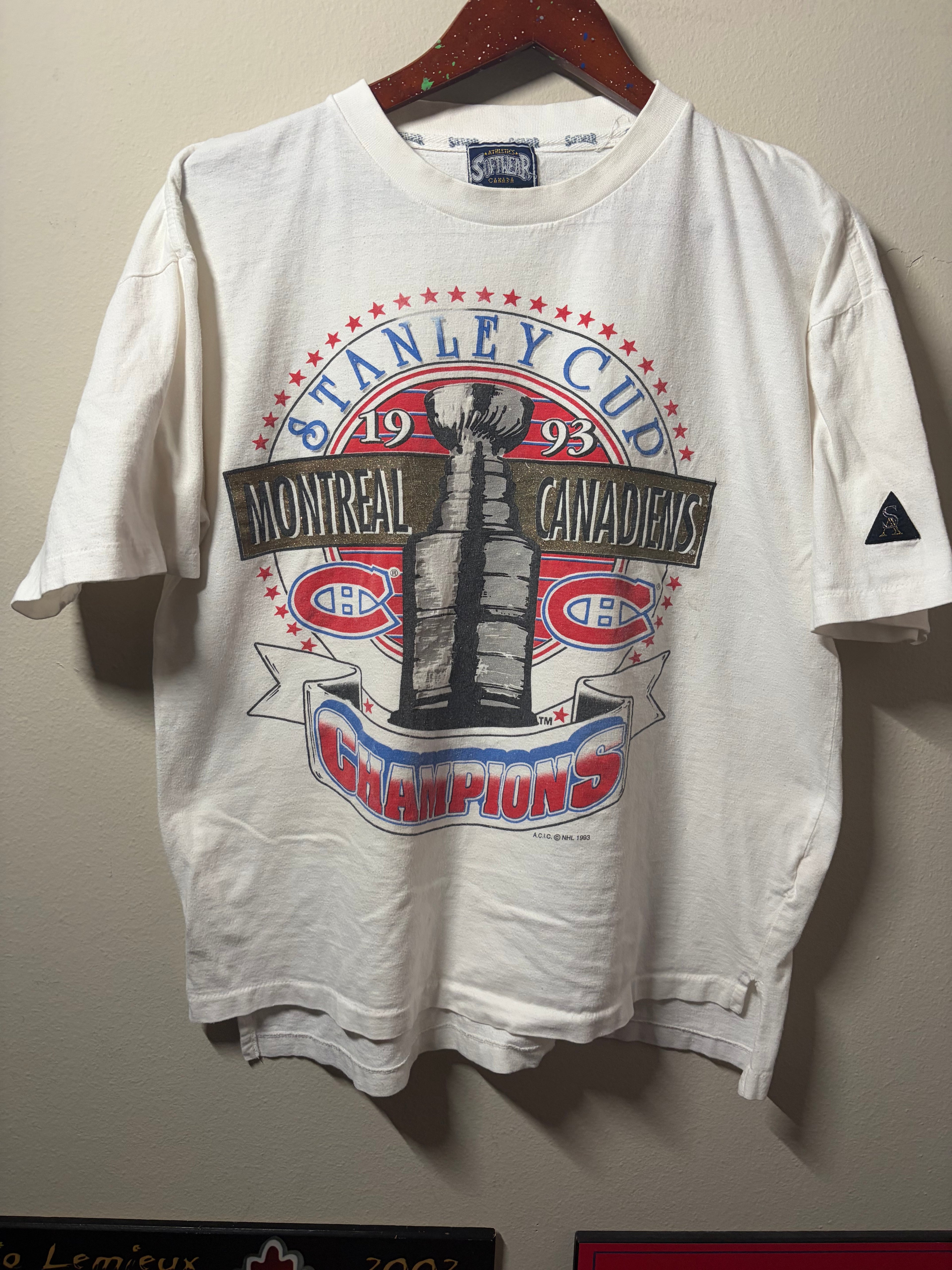 Vintage 1993 Montreal Canadiens Stanley Cup Champs T Shirt (S)