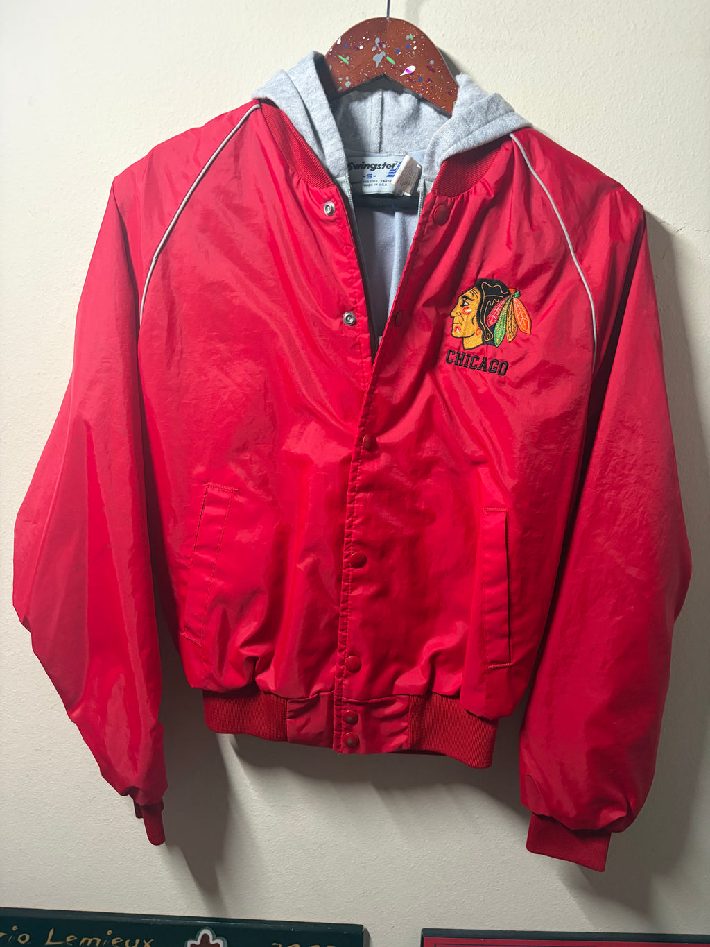 Vintage Blackhawks Swingster Windbreaker Jacket (Small)