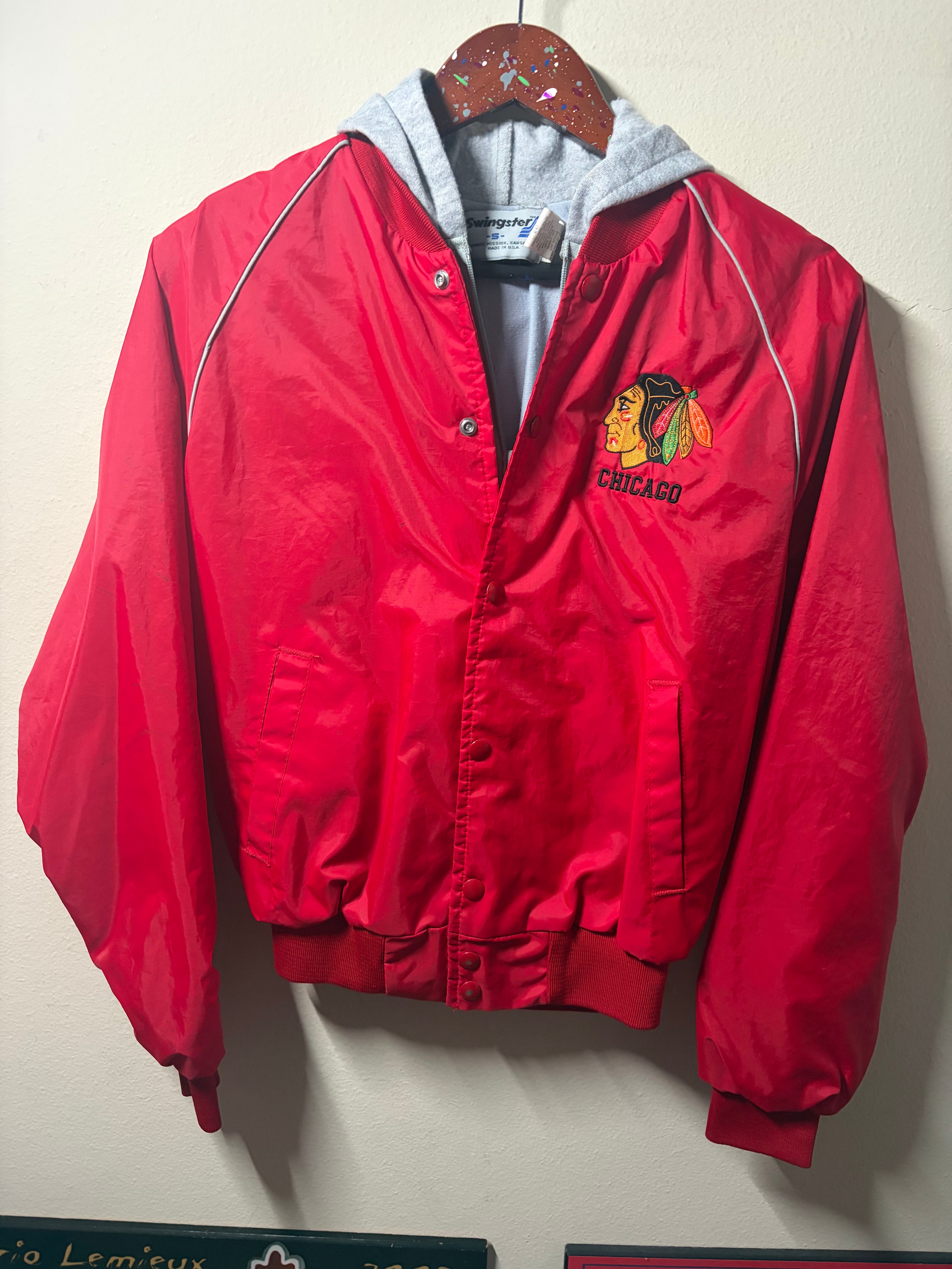 Vintage Blackhawks Swingster Windbreaker Jacket (Small)
