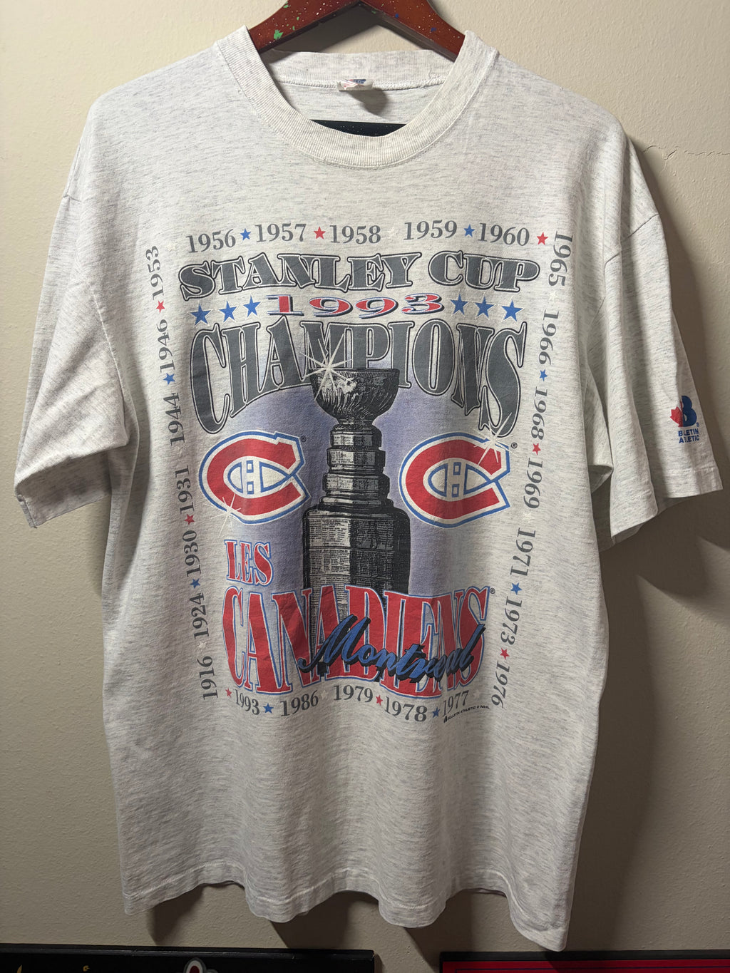 Vintage Montreal Canadiens Stanley Cup Champs T Shirt (L)