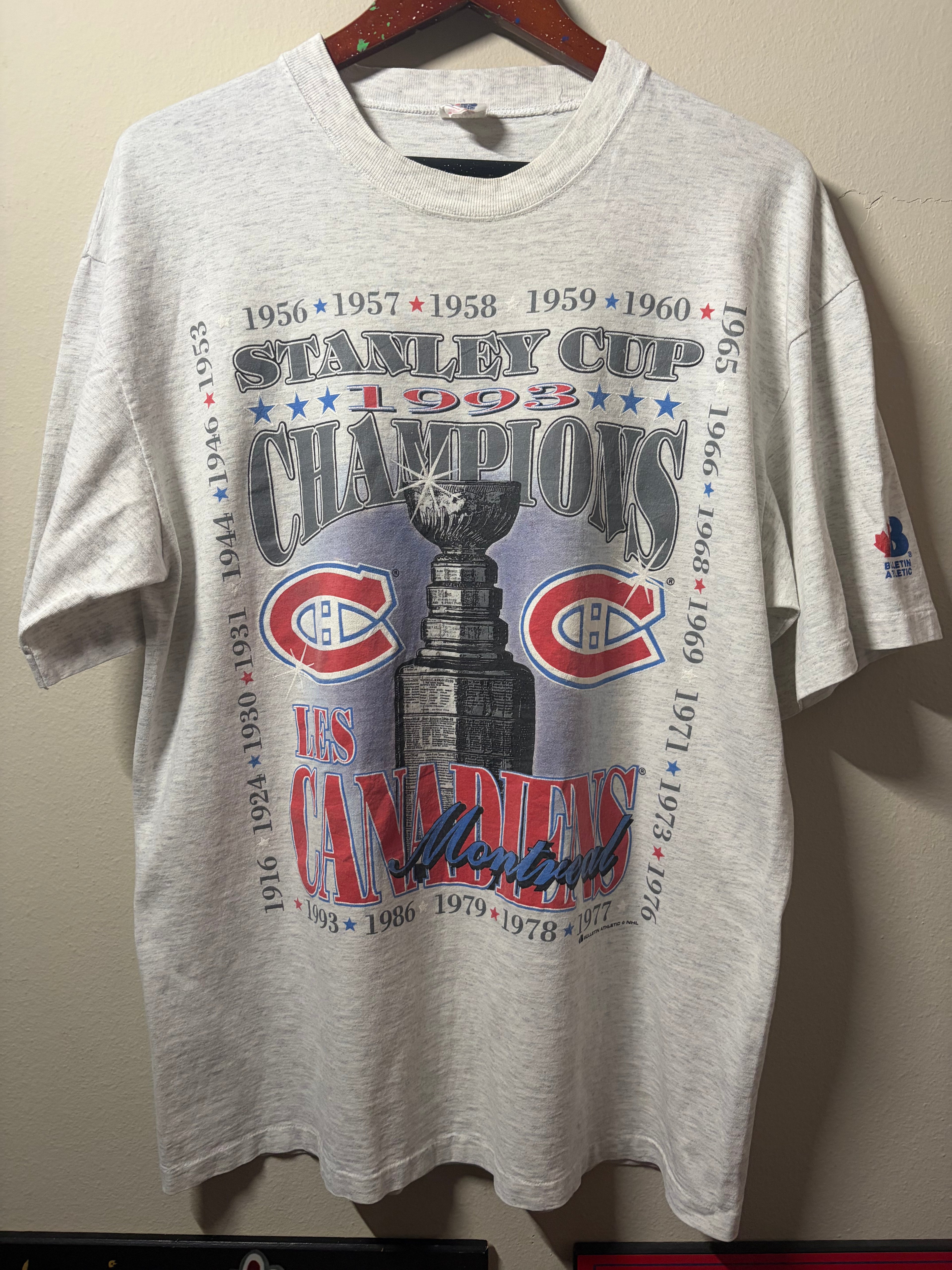 Vintage Montreal Canadiens Stanley Cup Champs T Shirt (L)