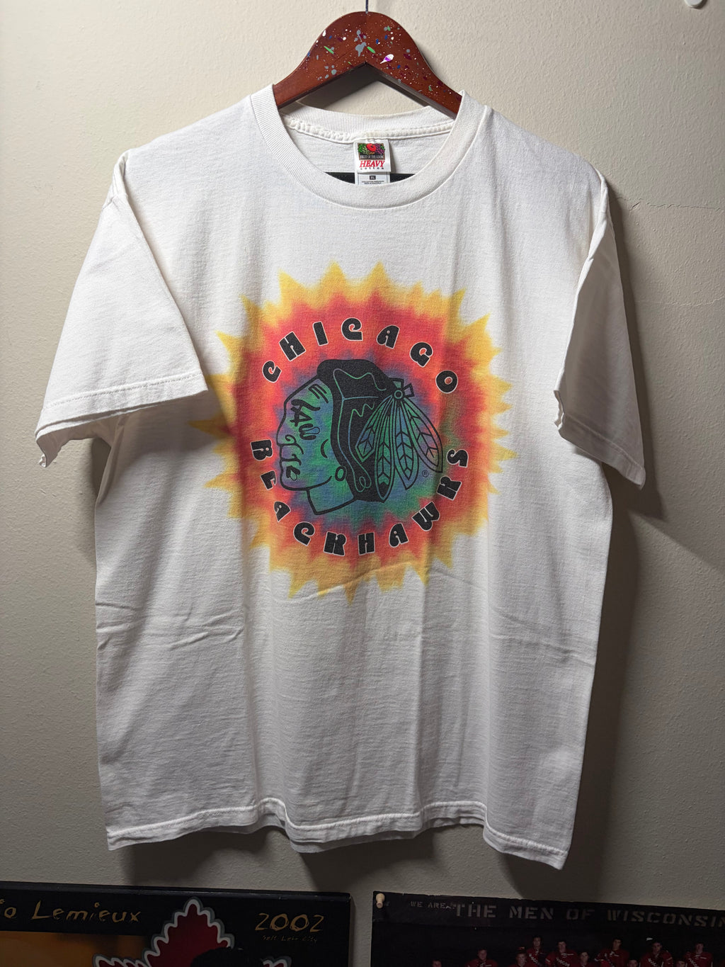 Vintage Blackhawks Fox Sports Tie Dye T Shirt (XL)