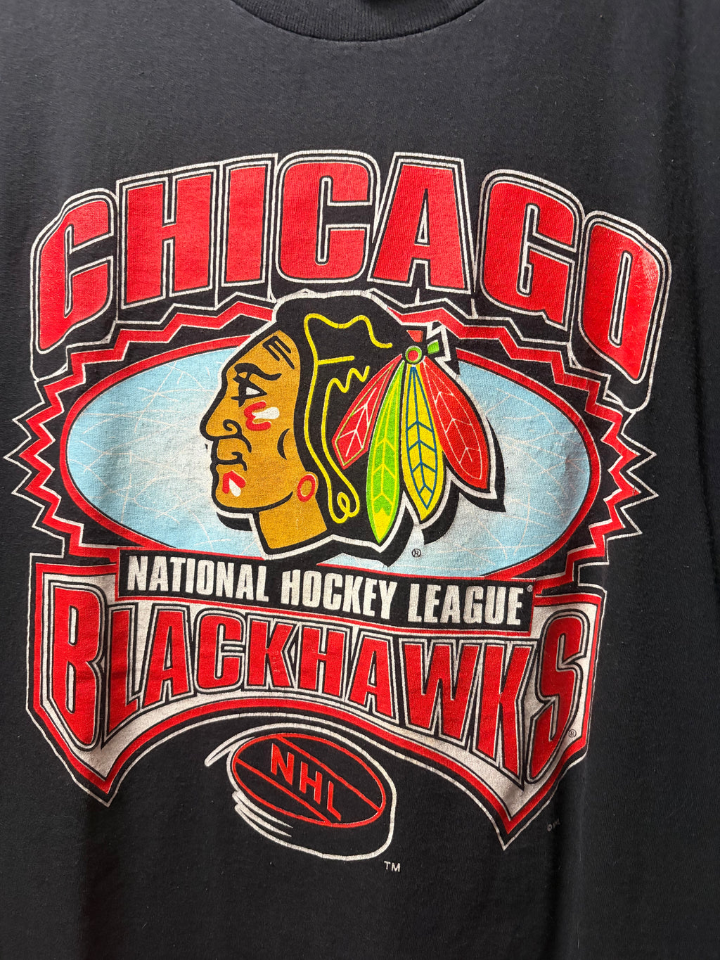 Vintage Blackhawks Logo Athletic T Shirt (XL)