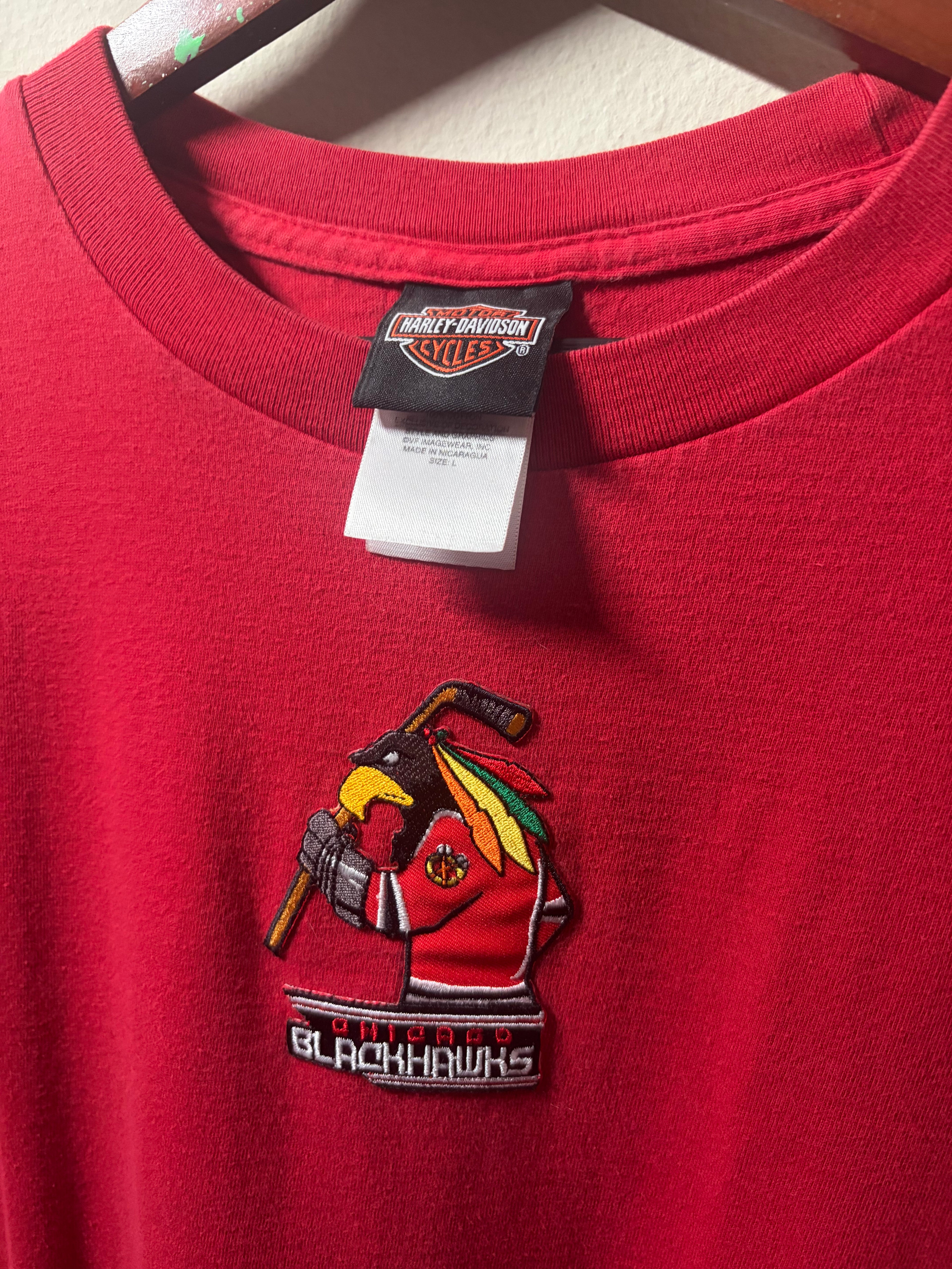 Blackhawks / HD Motorcycles “Upcycled” T Shirt (L)