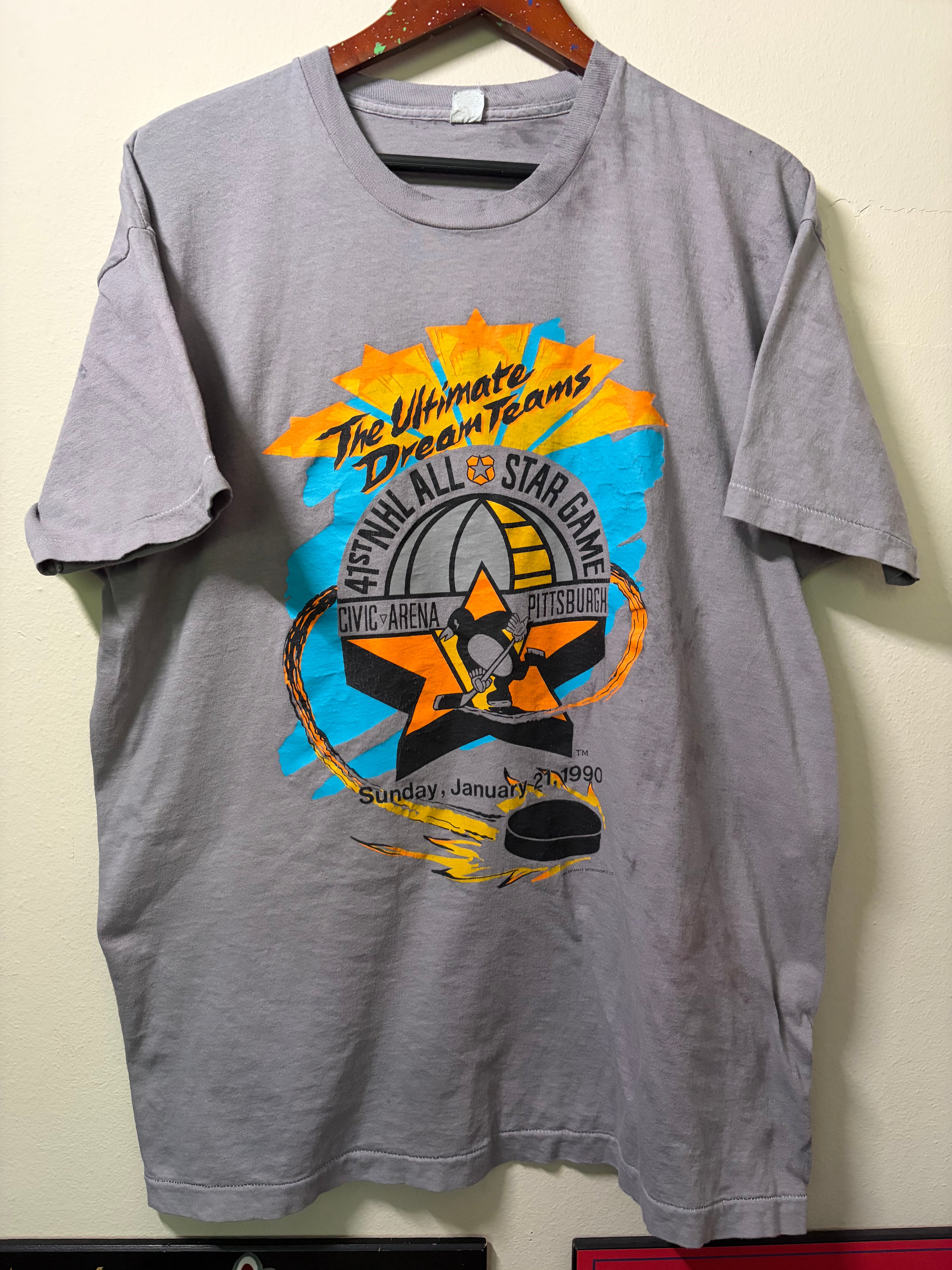 Vintage 1990 Pittsburgh Penguins ASG T Shirt (XXL)