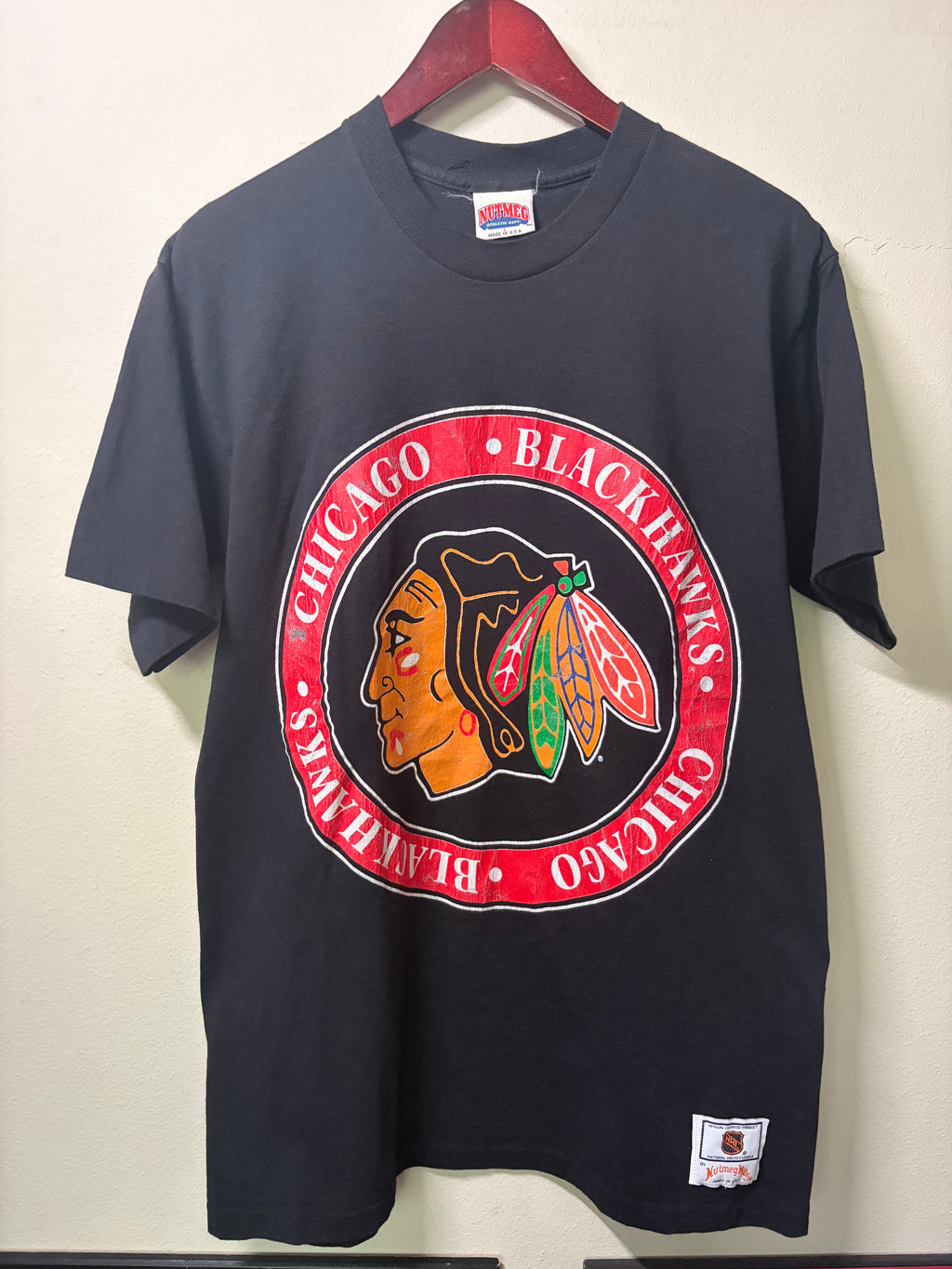 Vintage Blackhawks Nutmeg T Shirt (L)