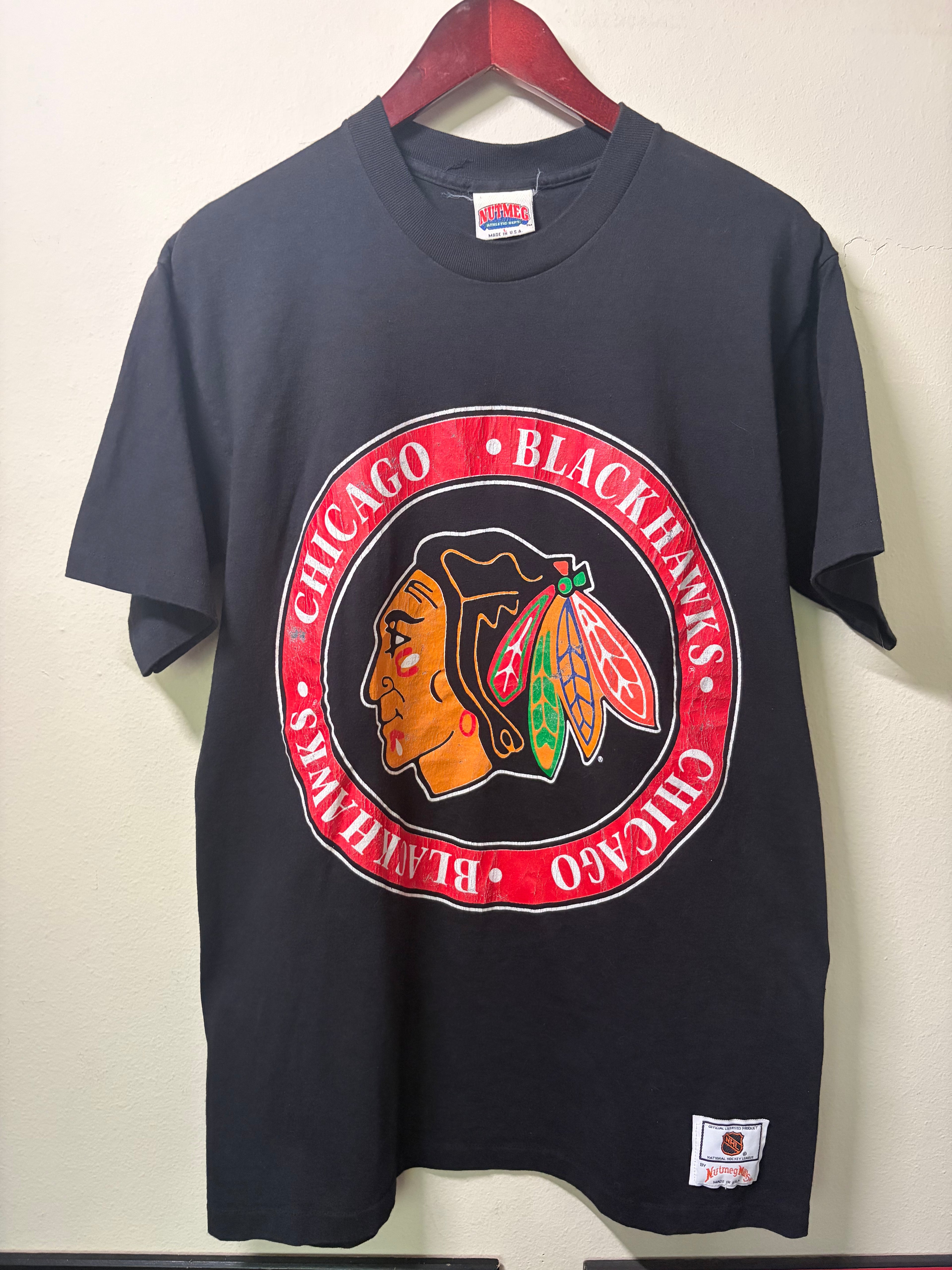 Vintage Blackhawks Nutmeg T Shirt (L)