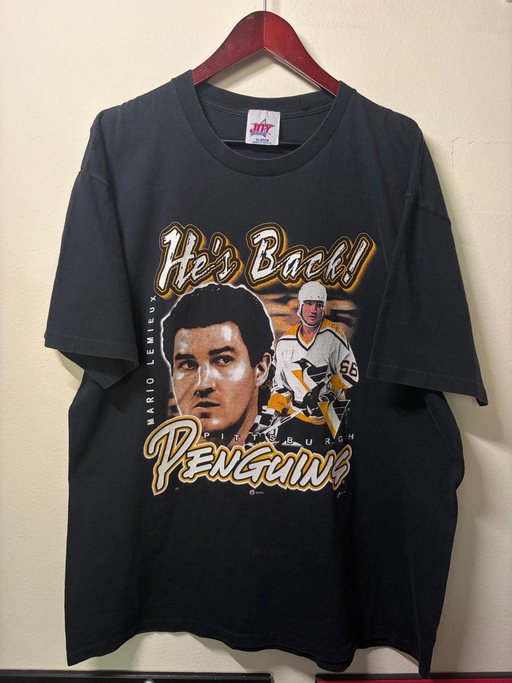 Vintage Mario Lemieux “He’s Back” Penguins T Shirt (XL)