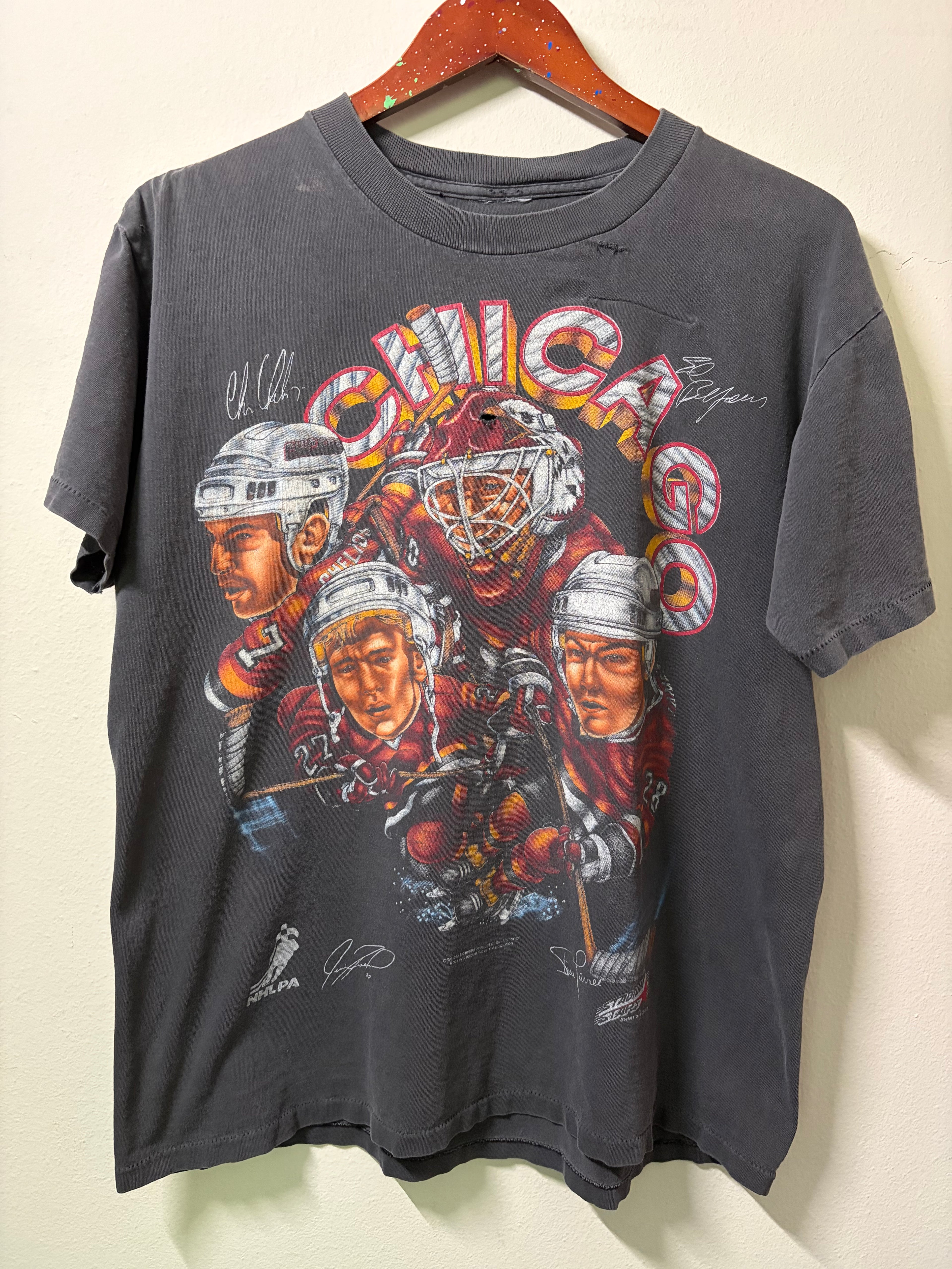 Vintage Blackhawks Shirt Xplosion Caricature T Shirt (L)