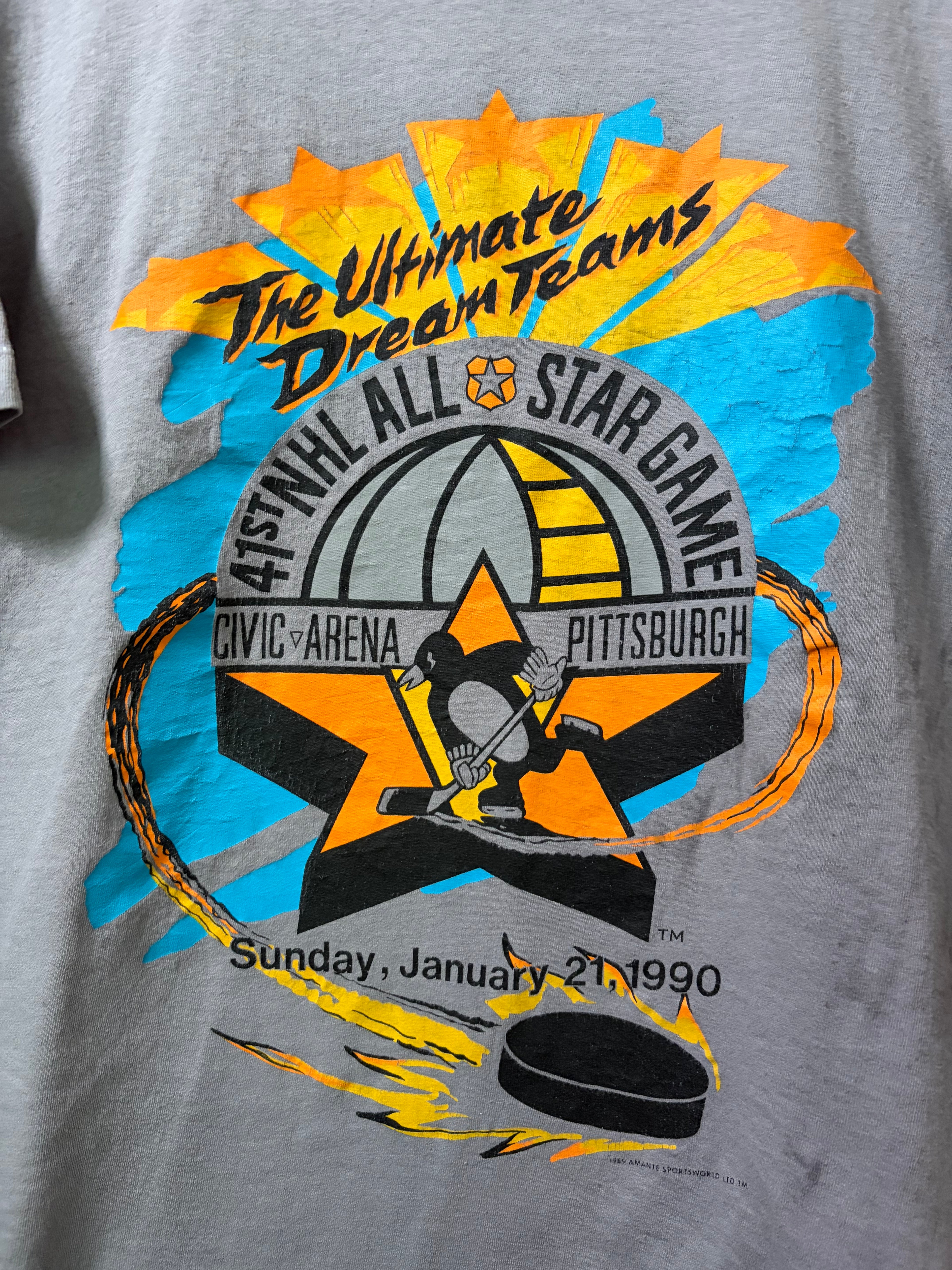Vintage 1990 Pittsburgh Penguins ASG T Shirt (XXL)