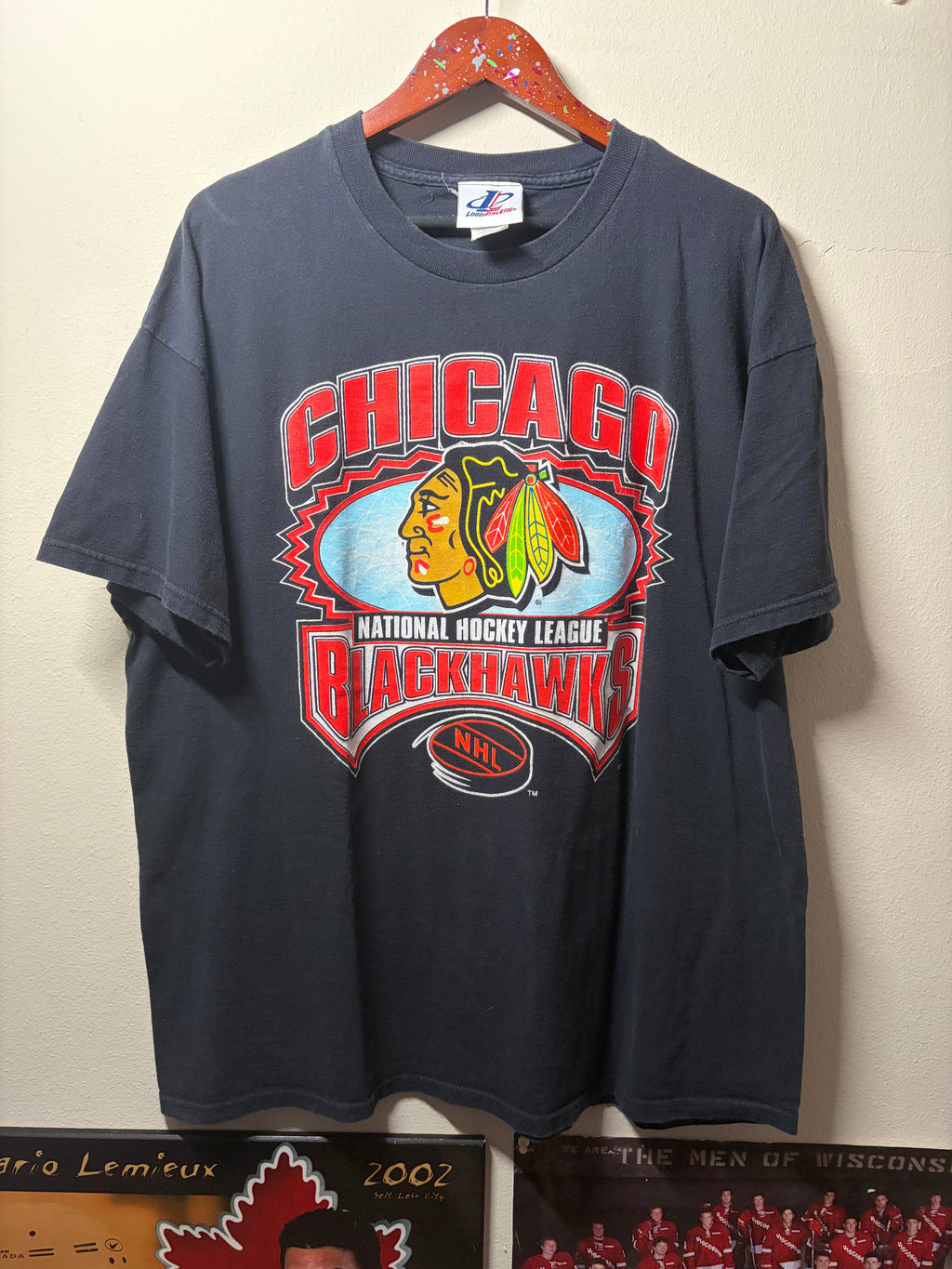 Vintage Blackhawks Logo Athletic T Shirt (XL)