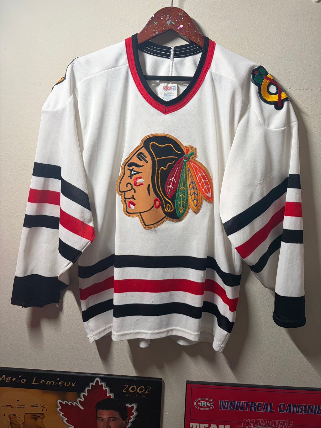 Vintage Blackhawks Airknit Jersey (Medium)