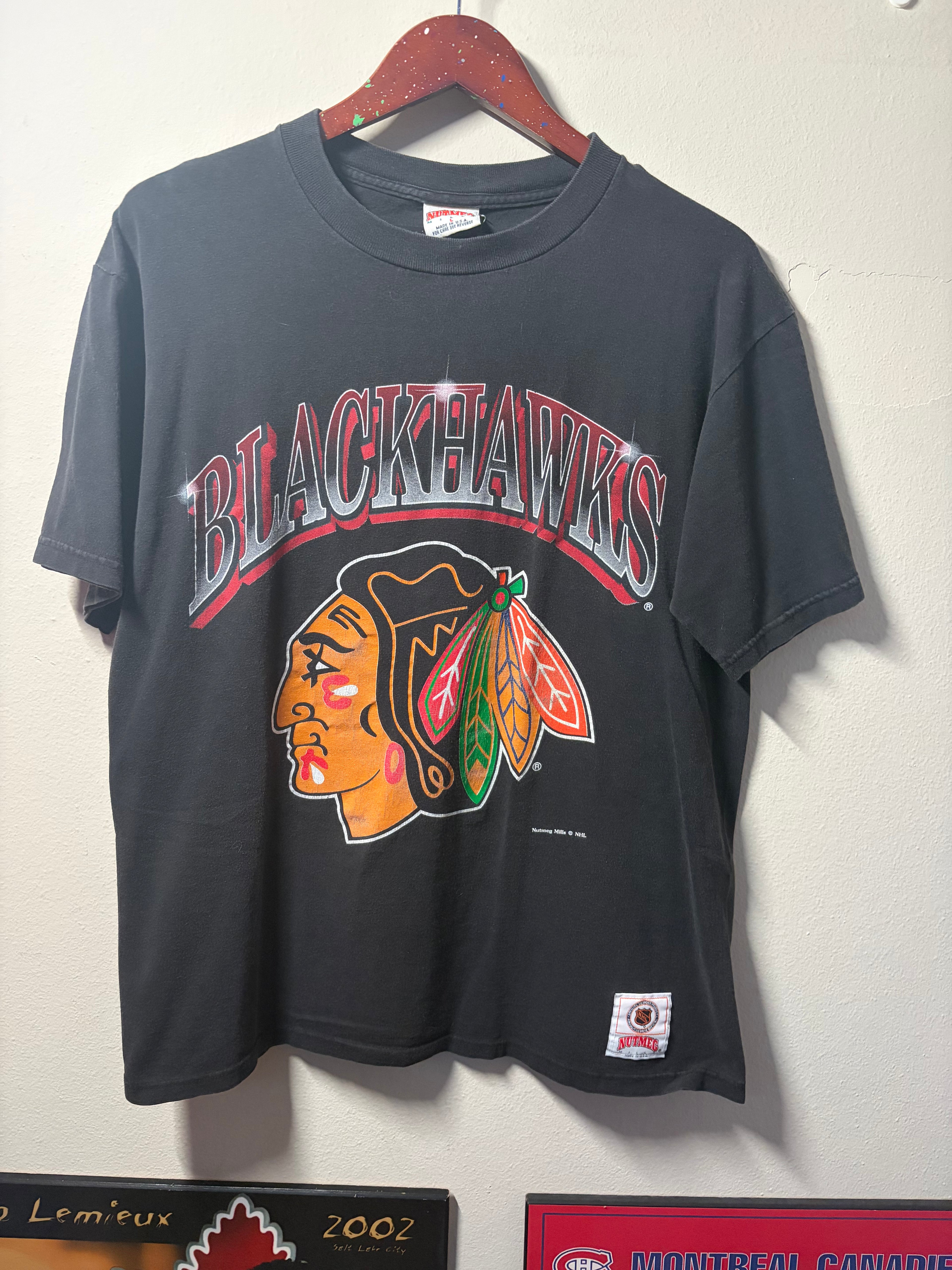 Vintage Blackhawks Nutmeg “Shiny” Wordmark T Shirt (Large)