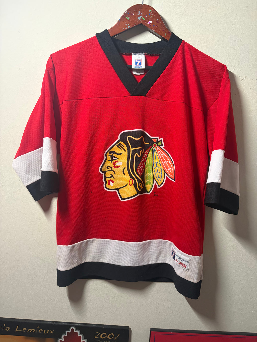 Vintage Blackhawks Chris Chelios #7 Short Sleeve Jersey (Y-XL)