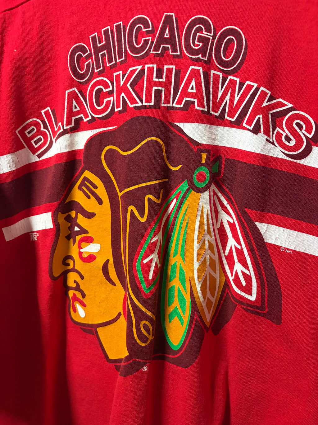 Vintage Blackhawks 3/4 Sleeve T Shirt (XL)