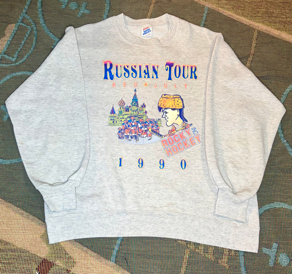 Vintage 1990 Rocky Hockey Russia Tour Crewneck Sweater