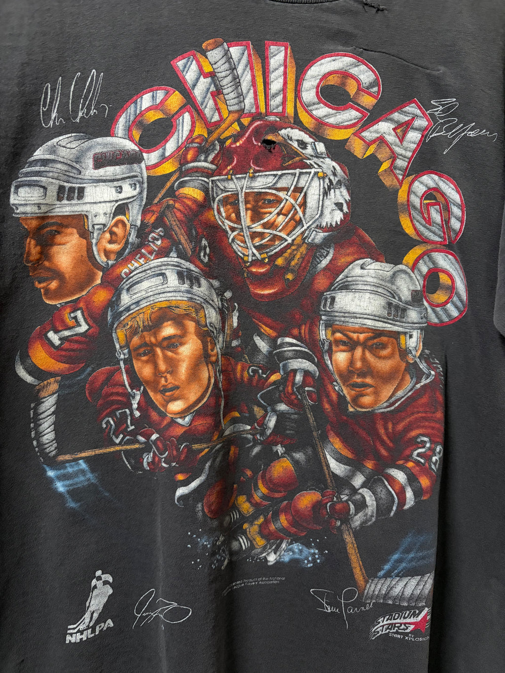 Vintage Blackhawks Shirt Xplosion Caricature T Shirt (L)