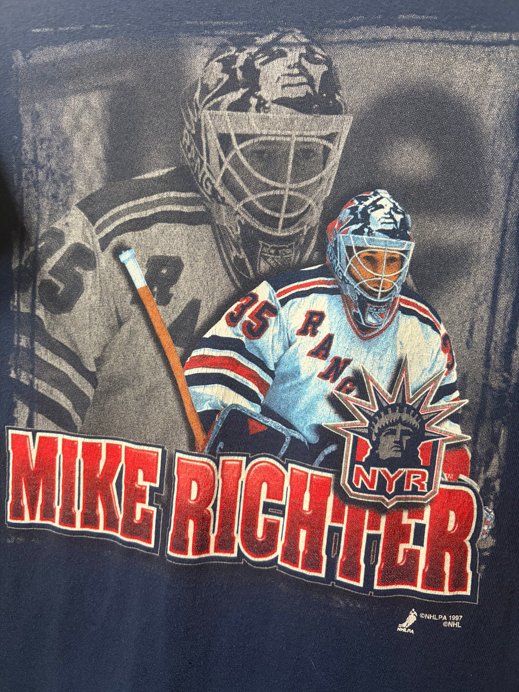 Vintage NY Rangers Mike Richter T Shirt (Medium)