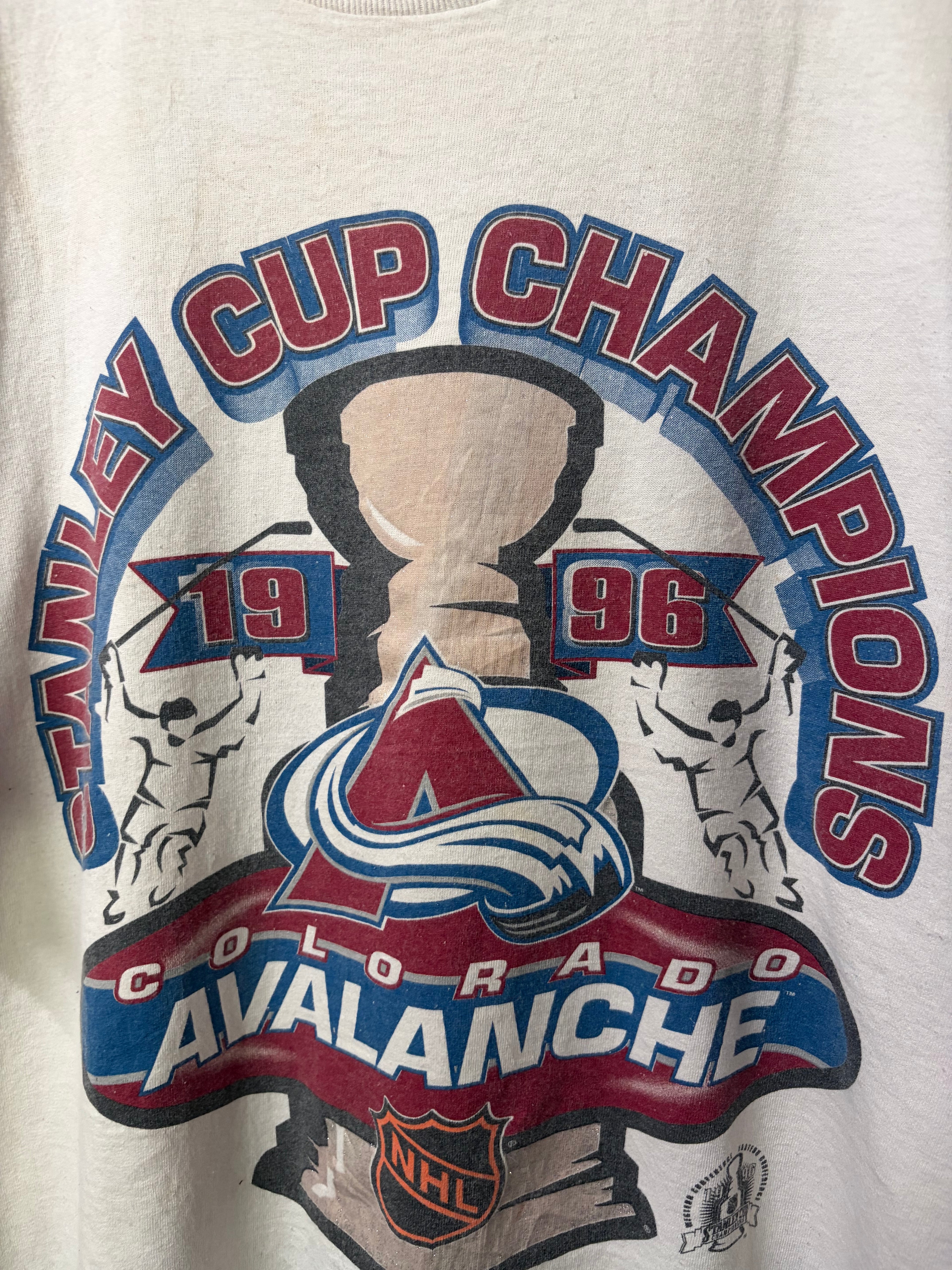 Vintage Colorado Avalanche 1996 Stanley Cup Champs Starter T Shirt (L)