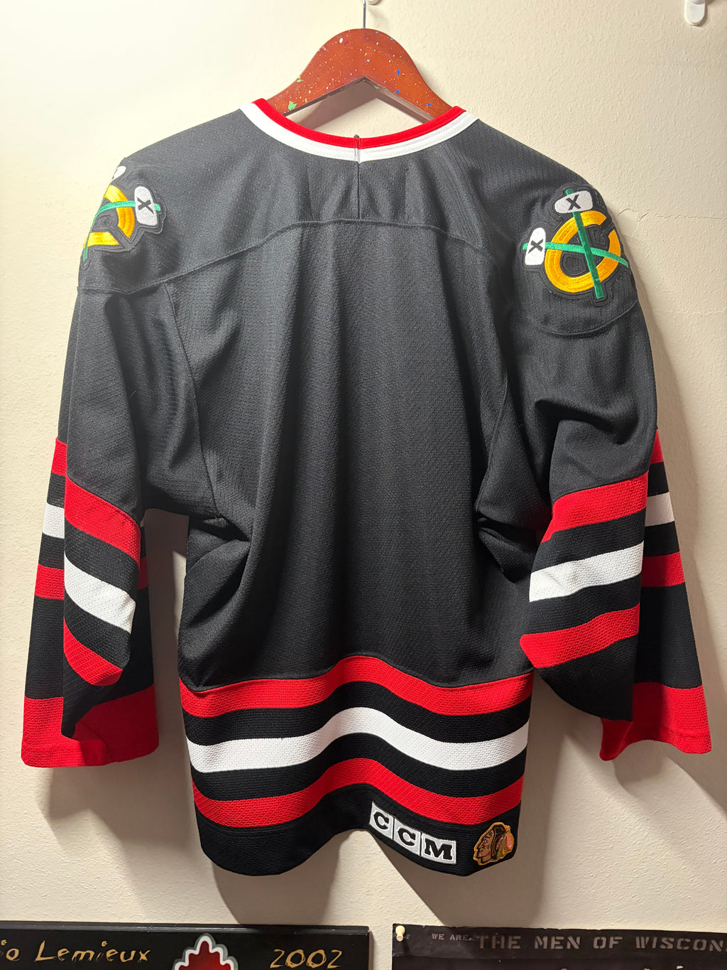 Vintage Blackhawks CCM Black Jersey (Small)