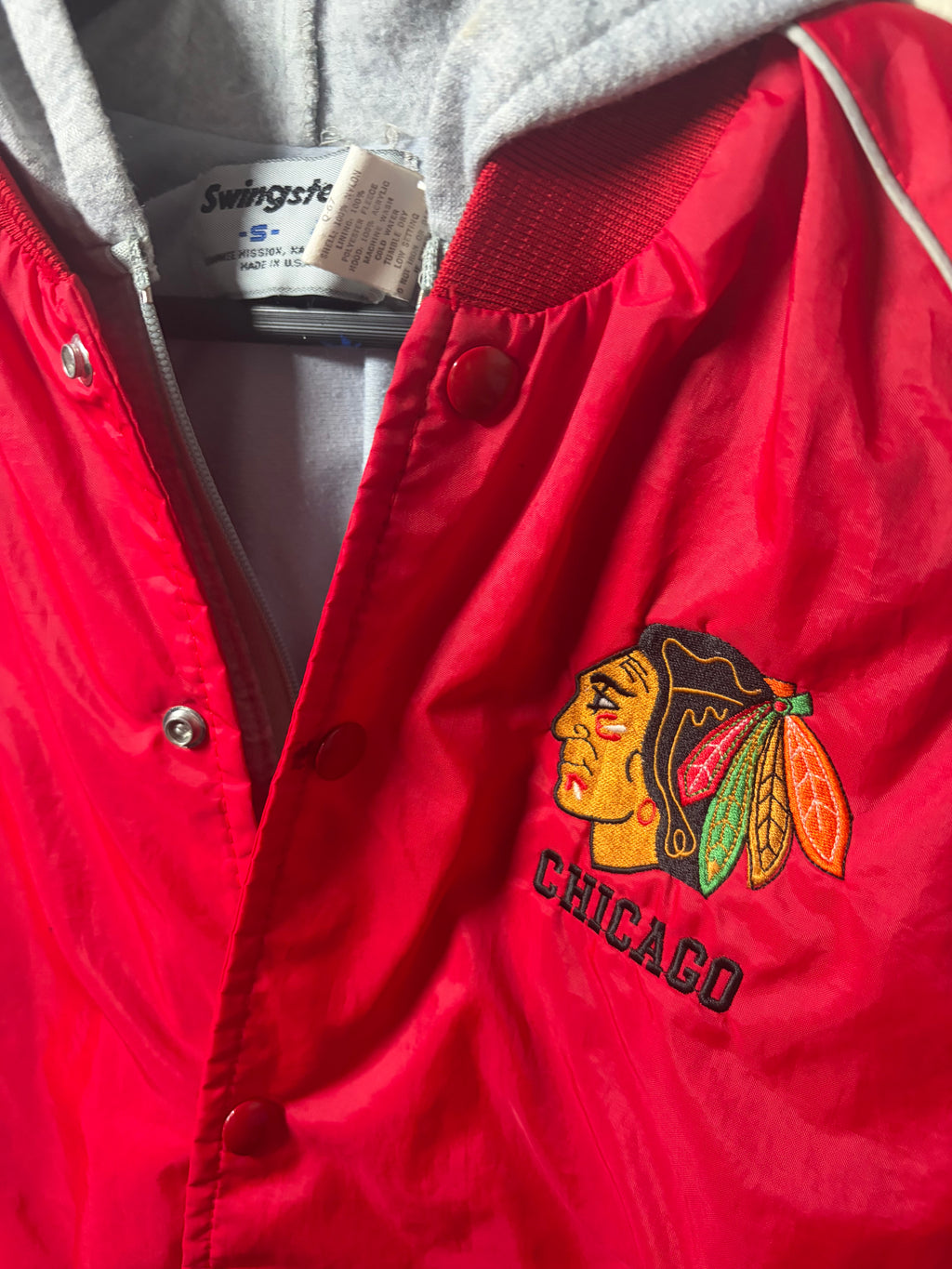 Vintage Blackhawks Swingster Windbreaker Jacket (Small)