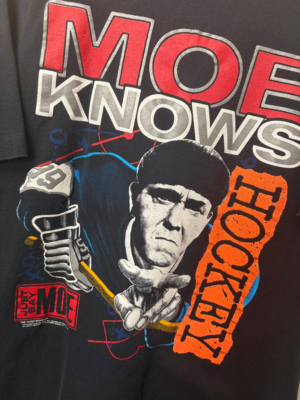 Vintage Three Stooges “Moe Knows Hockey” T Shirt (XL)