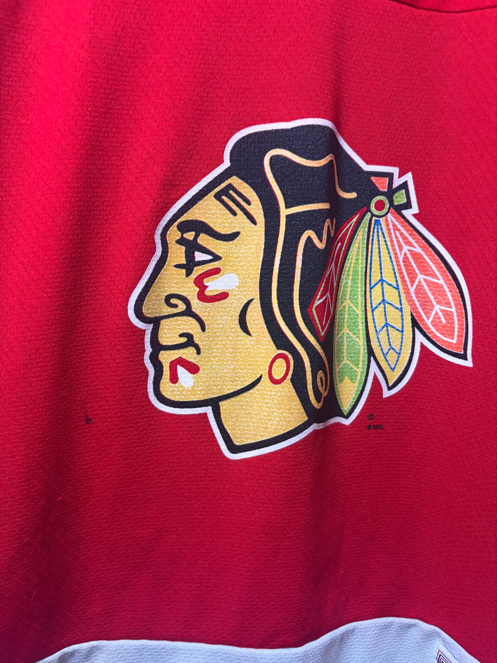 Vintage Blackhawks Chris Chelios #7 Short Sleeve Jersey (Y-XL)